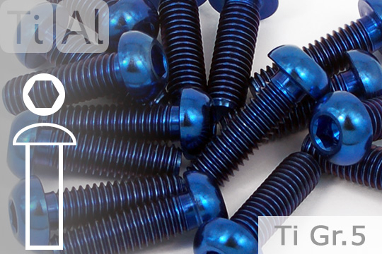 Blue Titanium Bolts Button Head