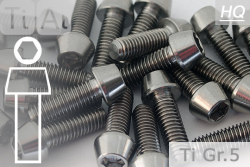 Titanium Bolts | Silver | M6 | DIN 912 | Gr.5 | Tapered Head | Allen Key M6x12