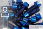 Titanium Bolts | Blue | M8 | ISO 4762 | Gr.5 | Tapered Head | Allen Key M8x45