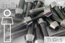 Titanium Bolts | Silver | M10x1.25 | ISO 4762 | Gr.5 | Tapered Head | Allen Key M10x1.25x20