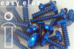 Alu Blechschrauben | Blau | ST4.8 | ~DIN 7981 | Linsenkopf | Innensechskant