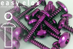 Aluminium Bolts | Purple | ST4.8 | ~DIN 7981 | Pan Head Tapping ST4.8x16