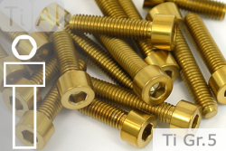Titanschrauben | Gold | M4 | DIN 912 | Gr.5 | Zylinderkopf M4x10