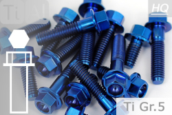 Titanium Bolts | Blue | M10 | ~DIN 6921 | Gr.5 | Hex Flange