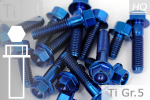 Titanium Bolts | Blue | M12x1.25 | ~DIN 6921 | Gr.5 | Hex Flange M12x1.25x75