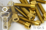 Titanium Bolts | Gold | M2 | DIN 912 | Gr.5 | Cap Head | Allen Key M2x10