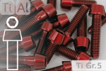 Titanschrauben | Rot | M6 | DIN 912 | Gr.5 | konischer Kopf M6x15