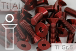 Titanium Bolts | Red | M8 | DIN 7991 | Gr.5 | Countersunk | Allen Key
