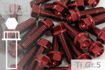 Titanschrauben | Rot | M6 | ~DIN 6921 | Gr.5 | Sechskant...