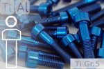 M8 Titanium Bolts Blue DIN 912 / ISO 4762 Grade 5 Cap Head Chamfered Allen Key