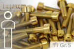 M4 Titanium Bolts Gold DIN 912 / ISO 4762 Grade 5 Cap Head Chamfered Allen Key