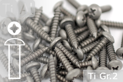 Titanium Screws | Silver | ST4.2 | DIN 7981 | Gr.2 | Pan Head | Cross-Recessed ST4.2x19mm