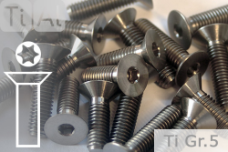 Titanium Bolts | Silver | M4 | ISO 14581 | Gr.5 | Countersunk | Hexalobular  M4x45