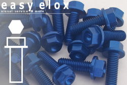 Alu Schrauben | Blau | M5 | ~DIN 6921 | Sechskant mit Flansch
