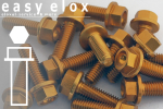 Alu Schrauben | Gold | M5 | ~DIN 6921 | Sechskant mit Flansch M5x25