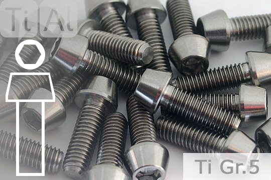 Viti Coniche In Titanio M5 X 8-75 | DIN 912 Grado 5 | Colore Oro | FTC