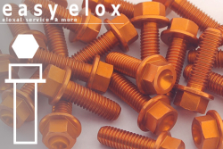 Aluminium Bolts | Orange | M6 | ~DIN 964 | Hex Flange | CNC M6x10