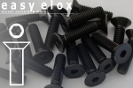 Aluminium Bolts | Black | M4 | DIN 7991 | Countersunk