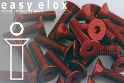 Aluminium Bolts | Red | M3 | DIN 7991 | Countersunk M3x8