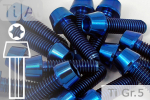 Titanschrauben | Blau | M6 | DIN 912 | Gr.5 | konischer...
