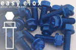 Alu Schrauben | Blau | M4 | ~DIN 6921 | Sechskant mit Flansch M4x25