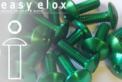 Aluminium Bolts | Green | M6 | ~ISO 7380 | Button Head | CNC