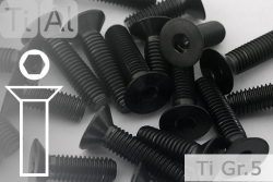 Titanium Bolts | Black | M5 | DIN 7991 | Gr.5 | Countersunk | Allen Key M5x15