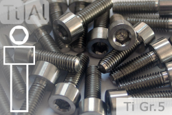 Titanium Bolts | Silver | M6 | DIN 912 | Gr.5 | Cap Head | Allen Key M6x50