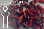 Aluminium Bolts | Red | M4 | ~DIN 964 | Raised Countersunk | CNC M4x50