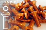 Alu Schrauben | Orange | M6 | ~DIN 964 | LinsenSenkkopf | CNC