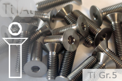 Titanium Bolts | Silver | M4 | DIN 7991 | Gr.5 | Countersunk | Allen Key M4x6