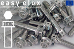 Edelstahlschrauben | Silber | M6 | Race Spec | Aussensechskant mit Flansch M6x80