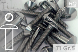 Titanium Bolts | Silver | M5 | ~ISO 7380 | Gr.5 | Button Head