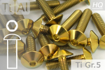 Titanium Bolts | Gold | M6 | ~ISO 7380 | Gr.5 | Button Head